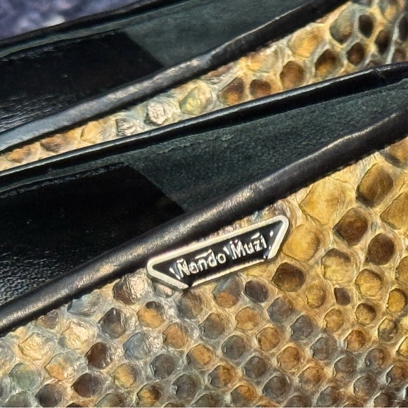Nando Muzi Snake Leather Tan Black Pump 38 US 8 - Picture 4 of 11